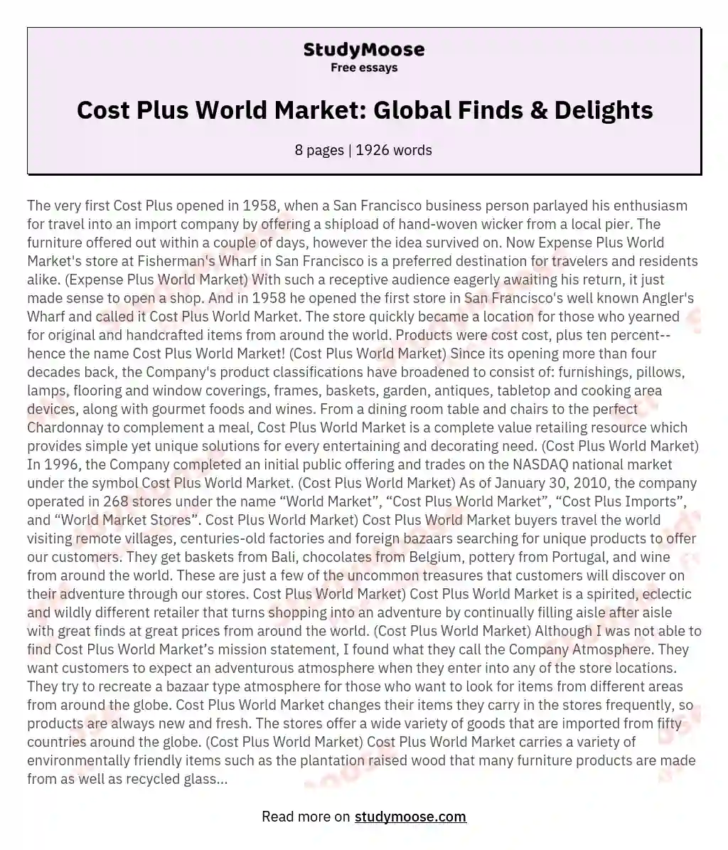 Cost Plus World Market: Global Finds & Delights essay