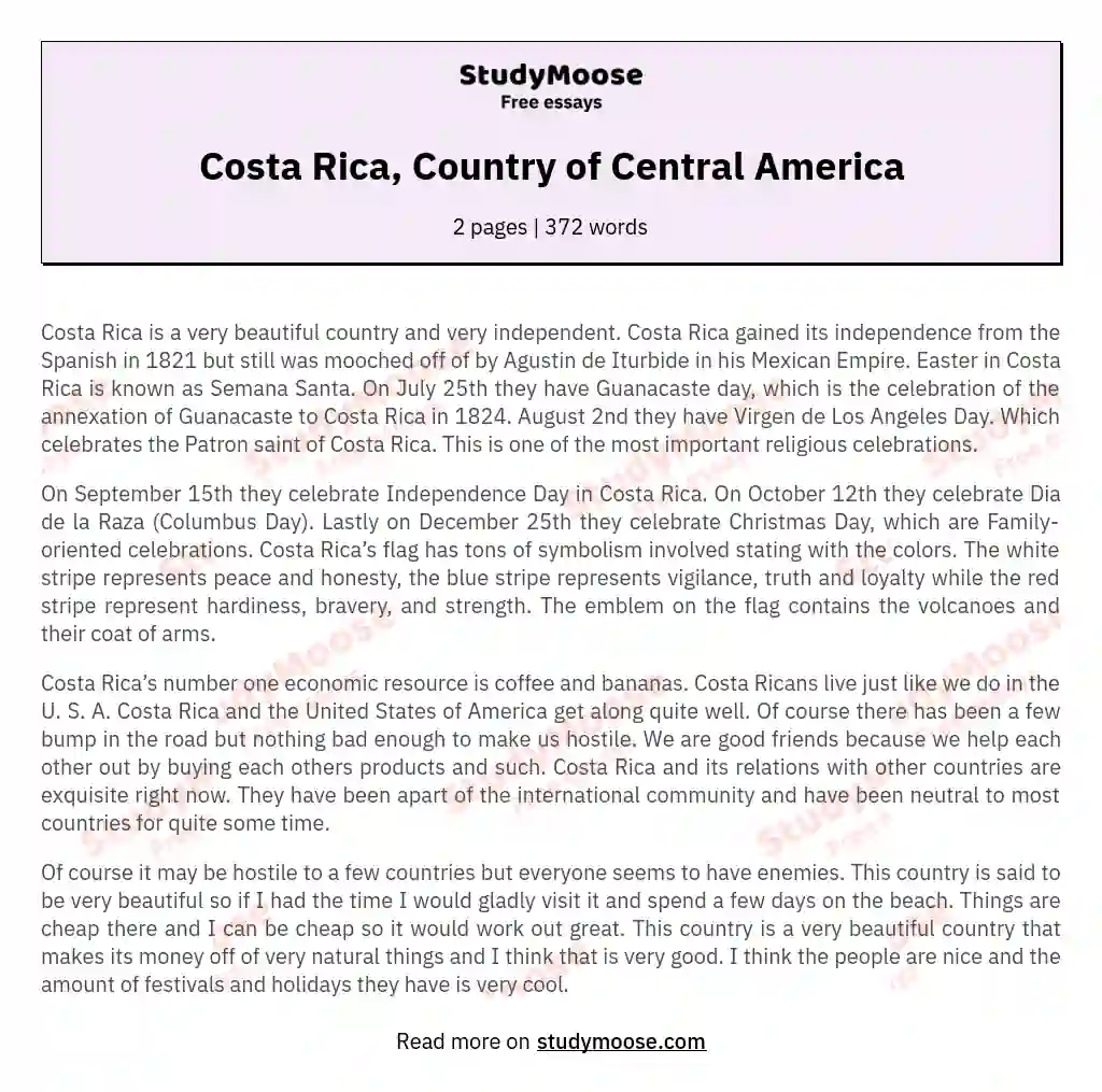 Costa Rica, Country of Central America