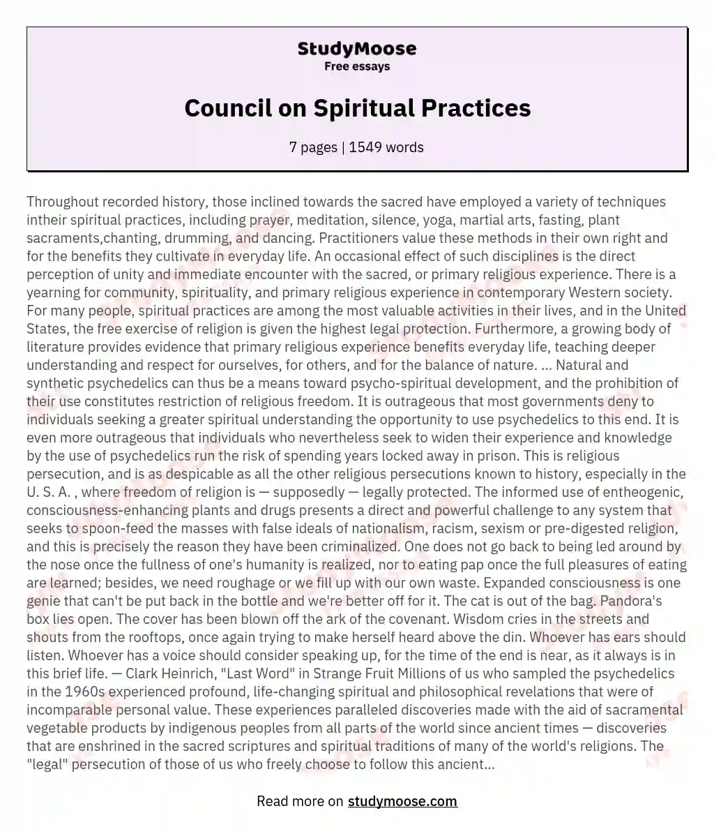 Council on Spiritual Practices essay