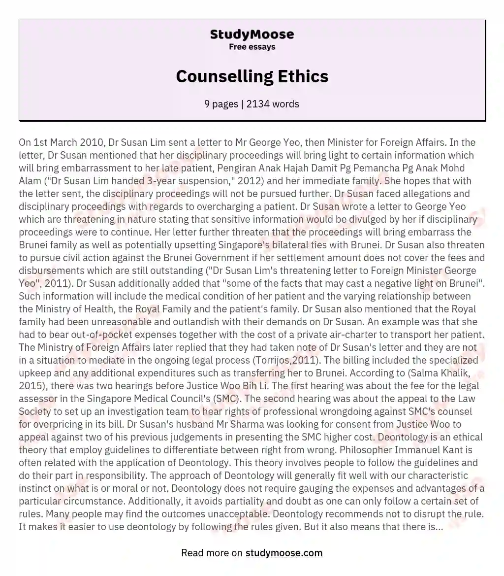 Counselling Ethics