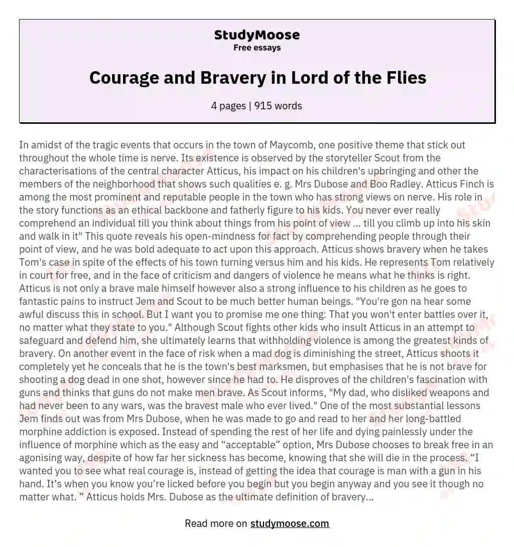 Courage and Bravery in Lord of the Flies