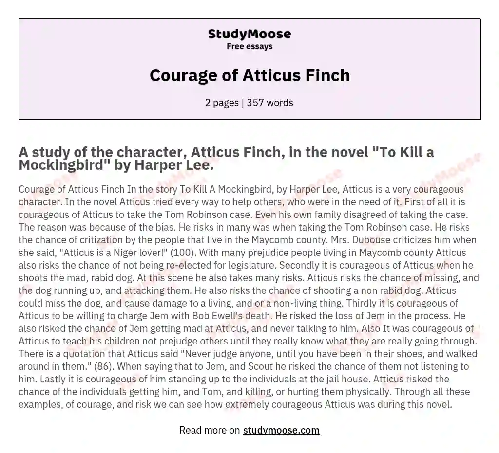 atticus finch courage essay