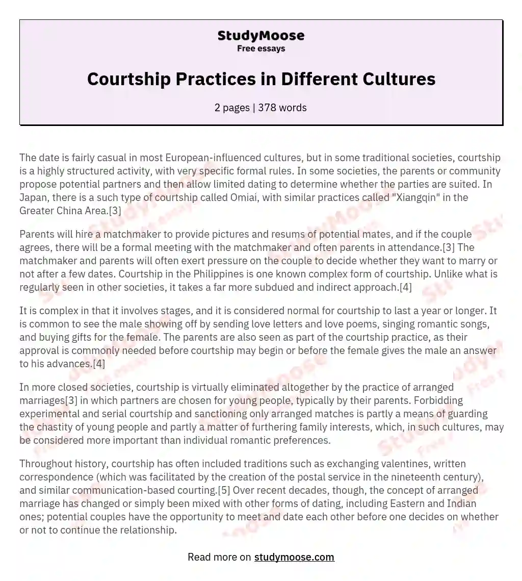 Courtship Practices in Different Cultures essay