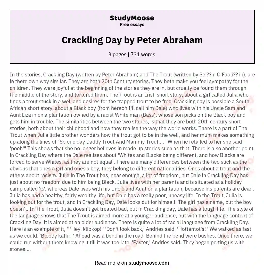 Crackling Day by Peter Abraham