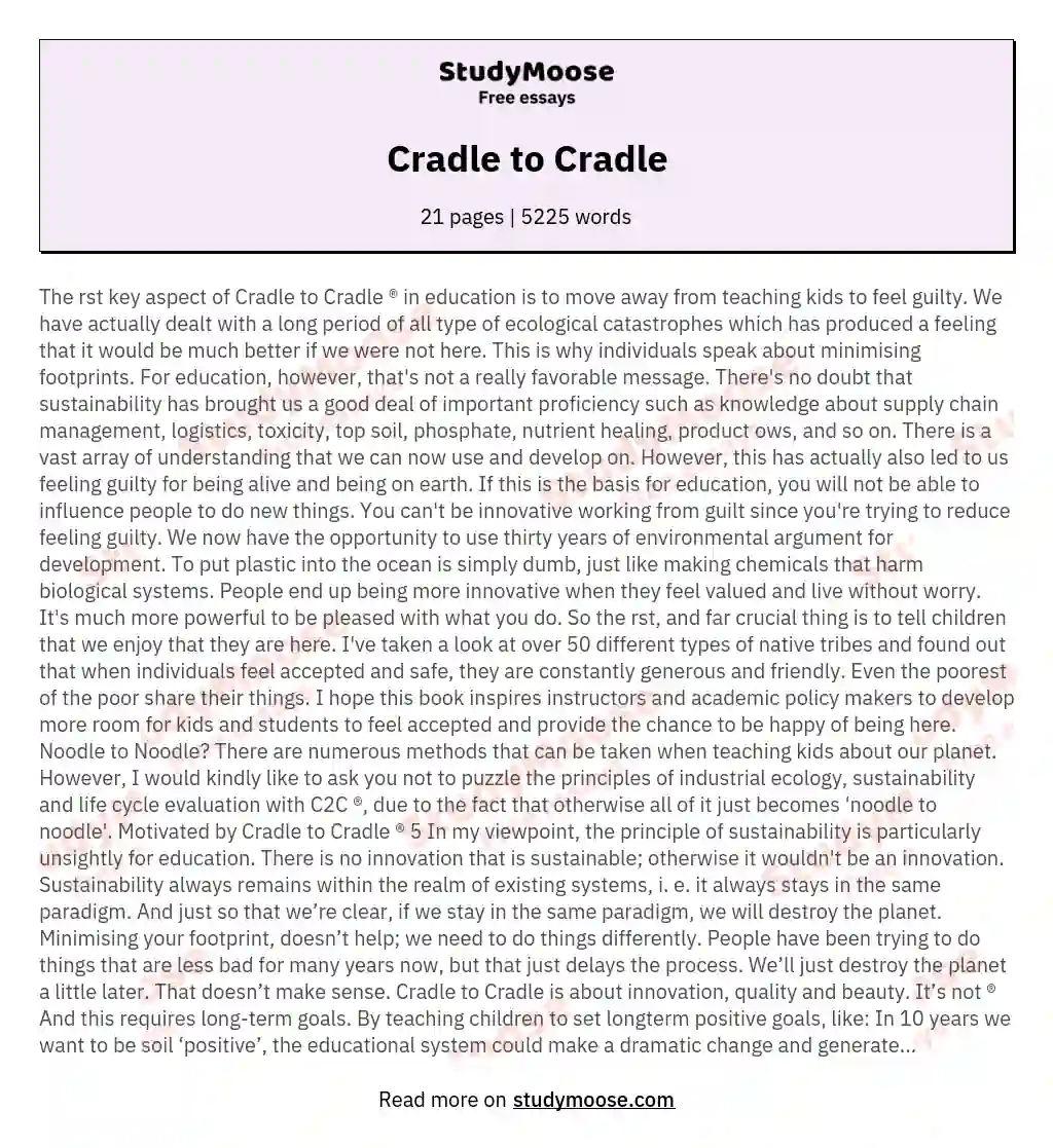 Cradle to Cradle essay