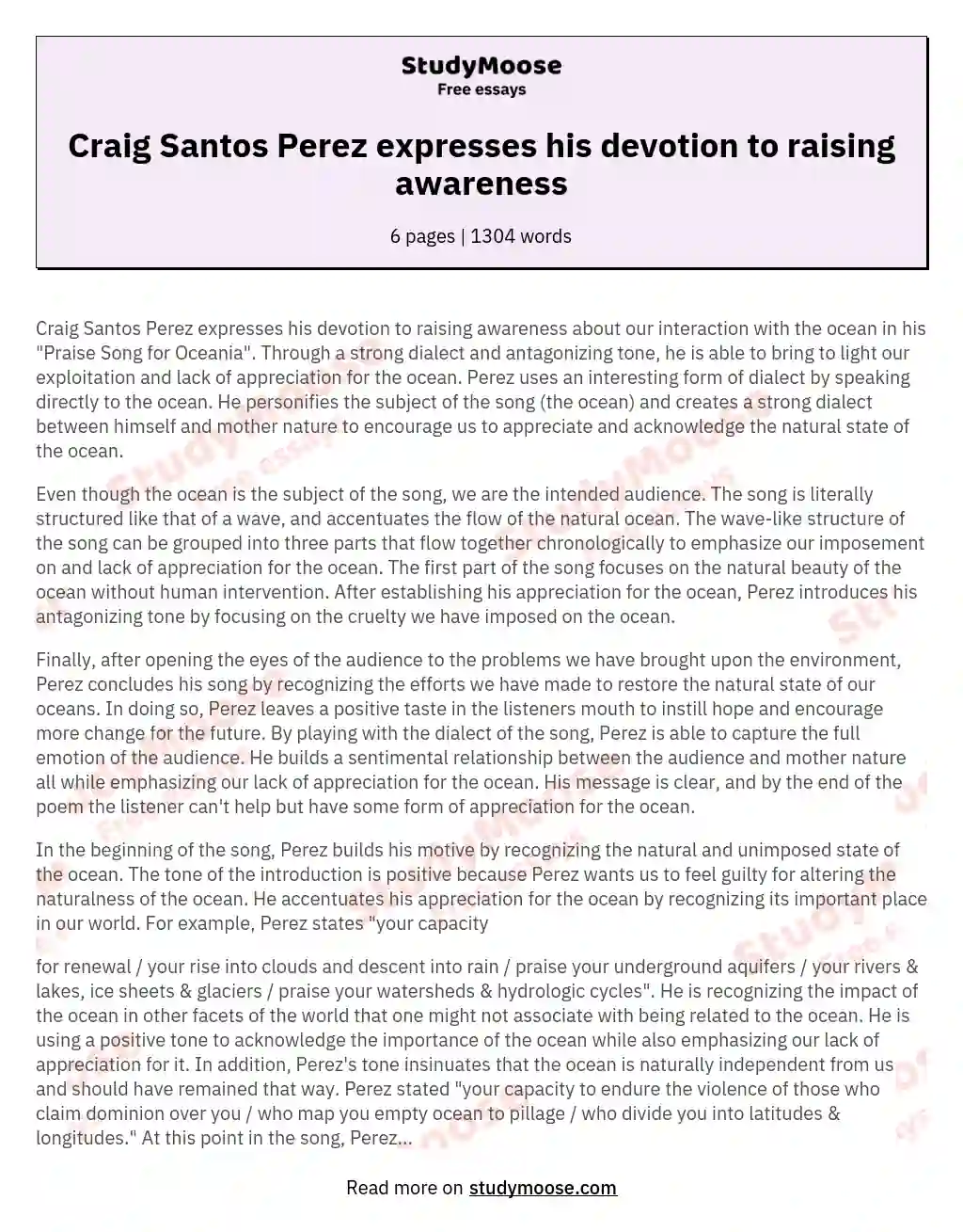Craig Santos Perez expresses his devotion to raising awareness essay