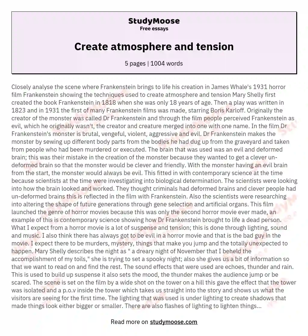 Create atmosphere and tension essay