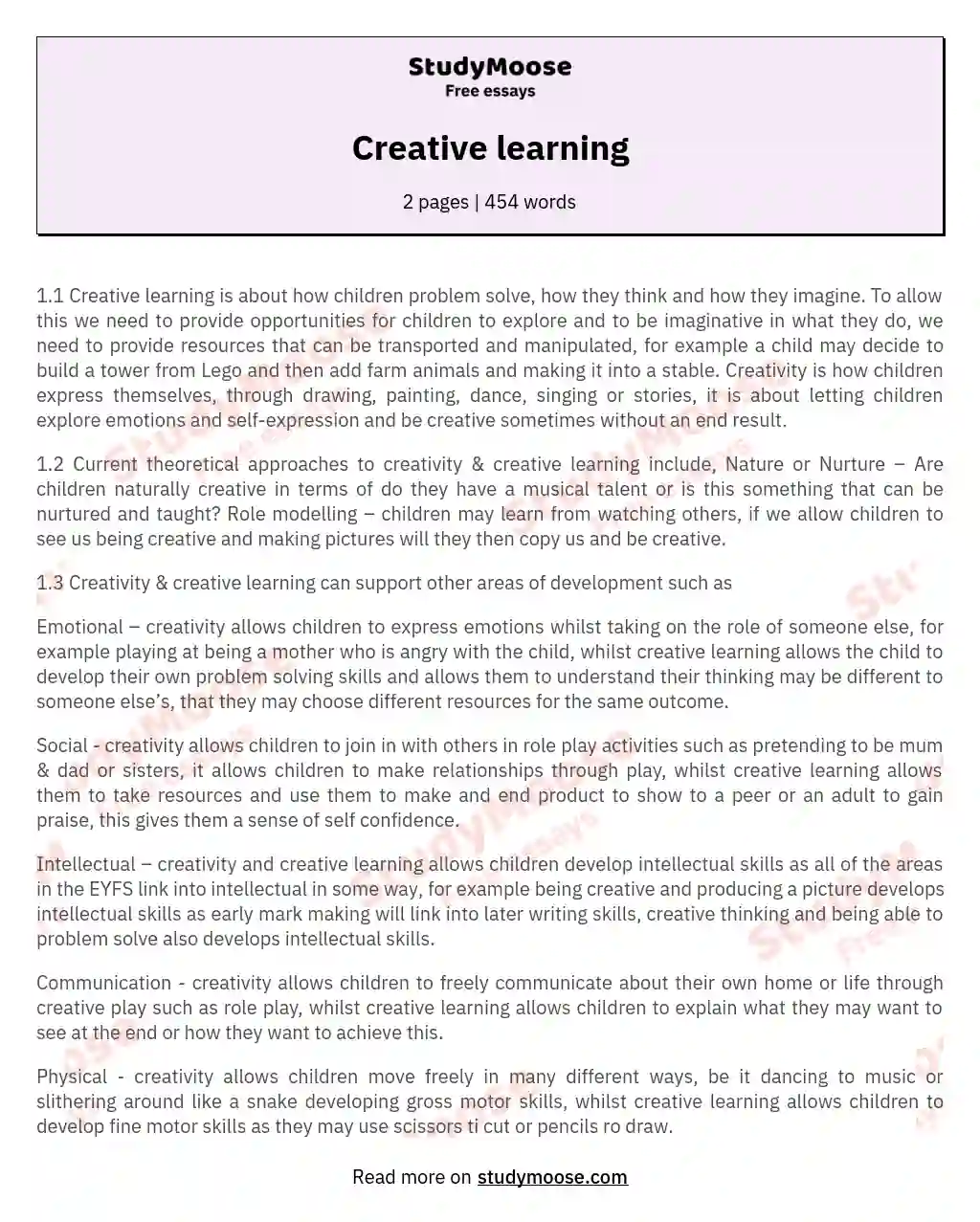 Creative learning essay