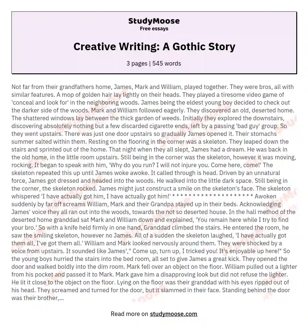 Creative Writing: A Gothic Story
