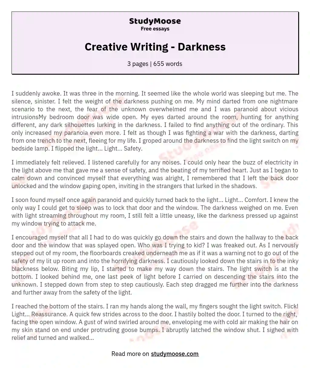 dark night description creative writing