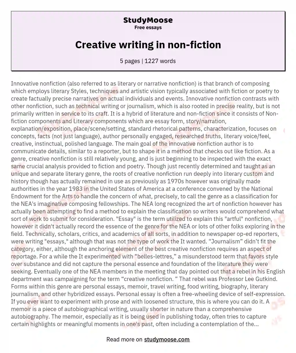 example of reflection in creative writing