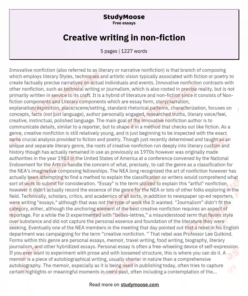 example of creative nonfiction personal essay