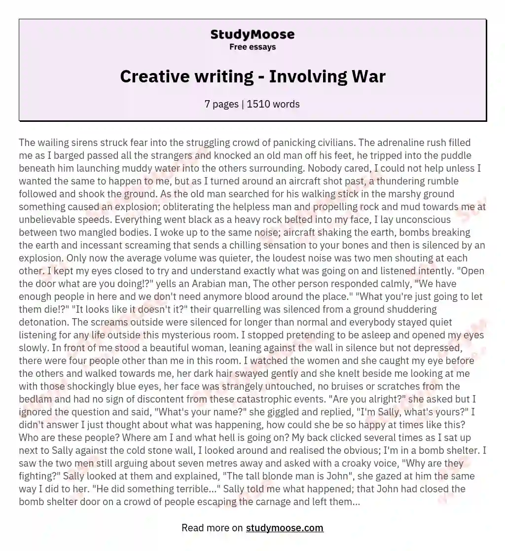 Creative writing - Involving War essay