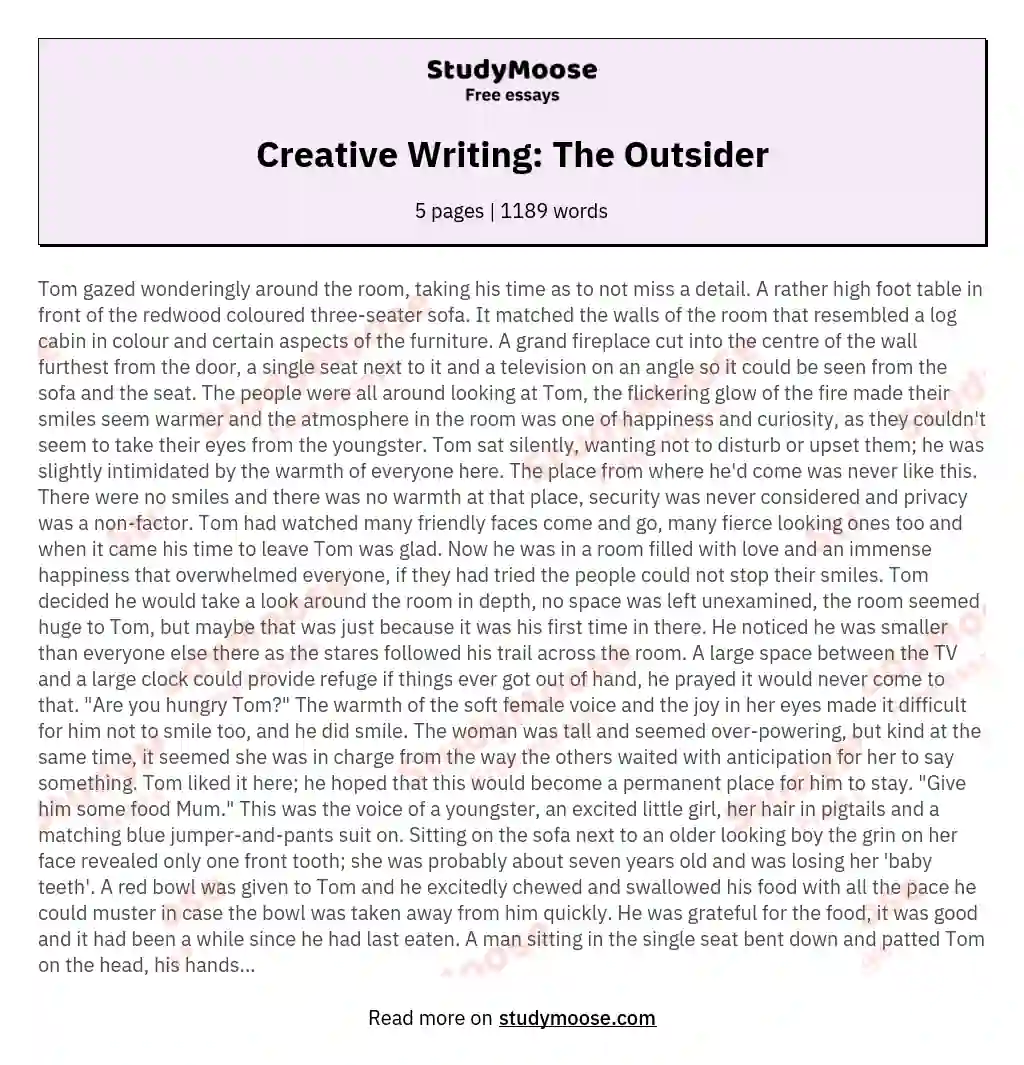 Creative Writing: The Outsider essay