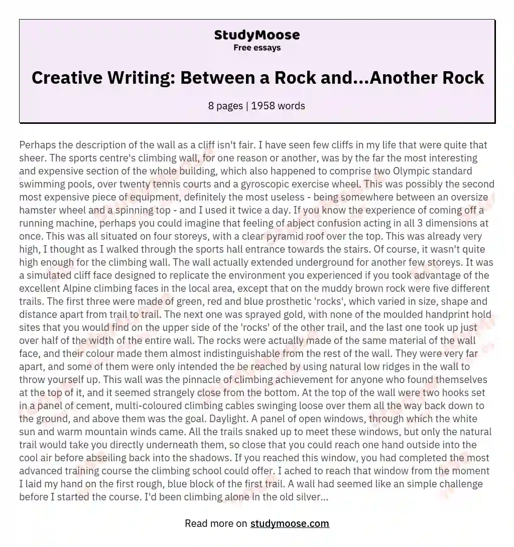 Creative Writing: Between a Rock and...Another Rock essay