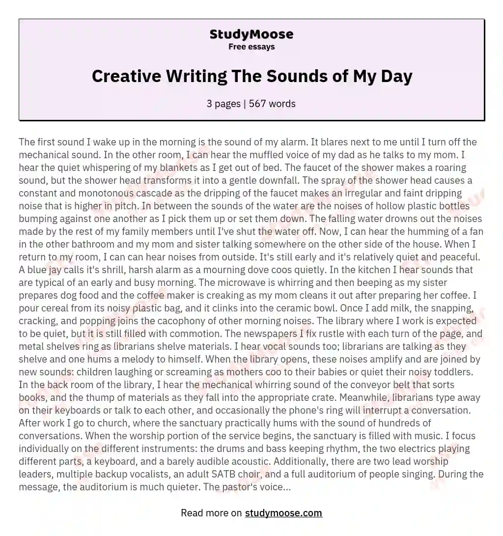 Creative Writing The Sounds of My Day essay