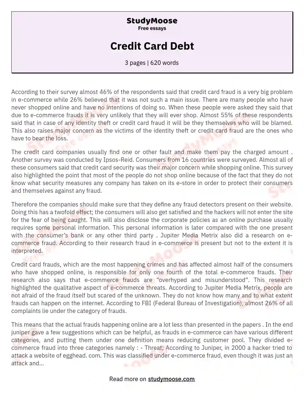 Credit Card Debt essay