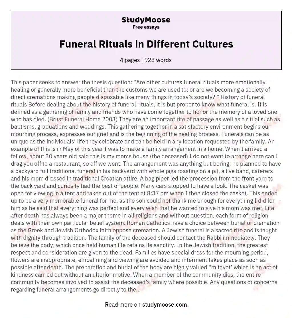 Funeral Rituals in Different Cultures