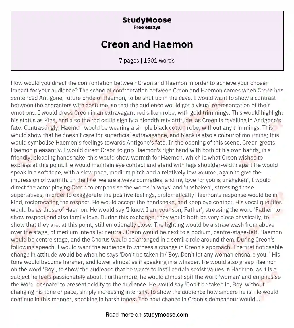 Creon and Haemon essay