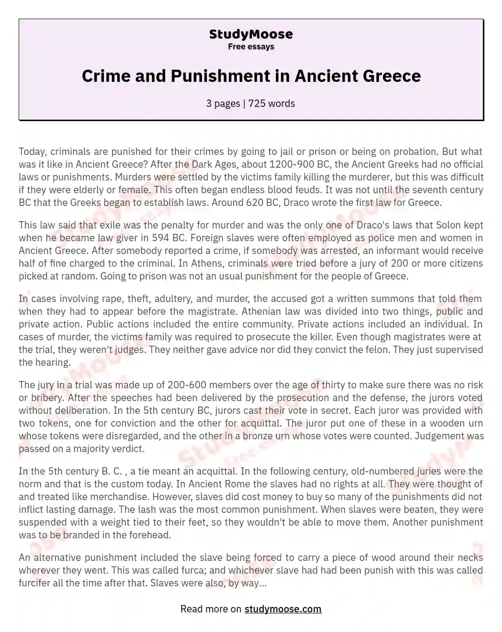 Crime and Punishment in Ancient Greece essay