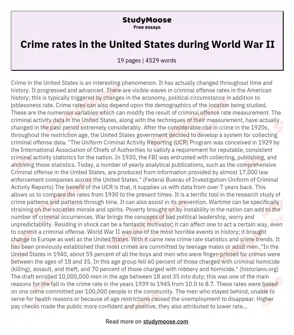 Crime rates in the United States during World War II