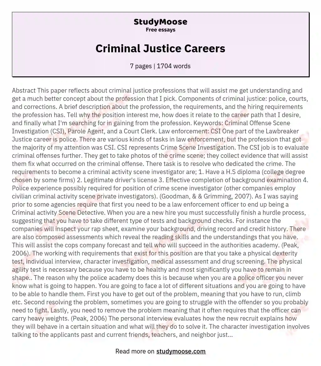 Criminal Justice Careers essay