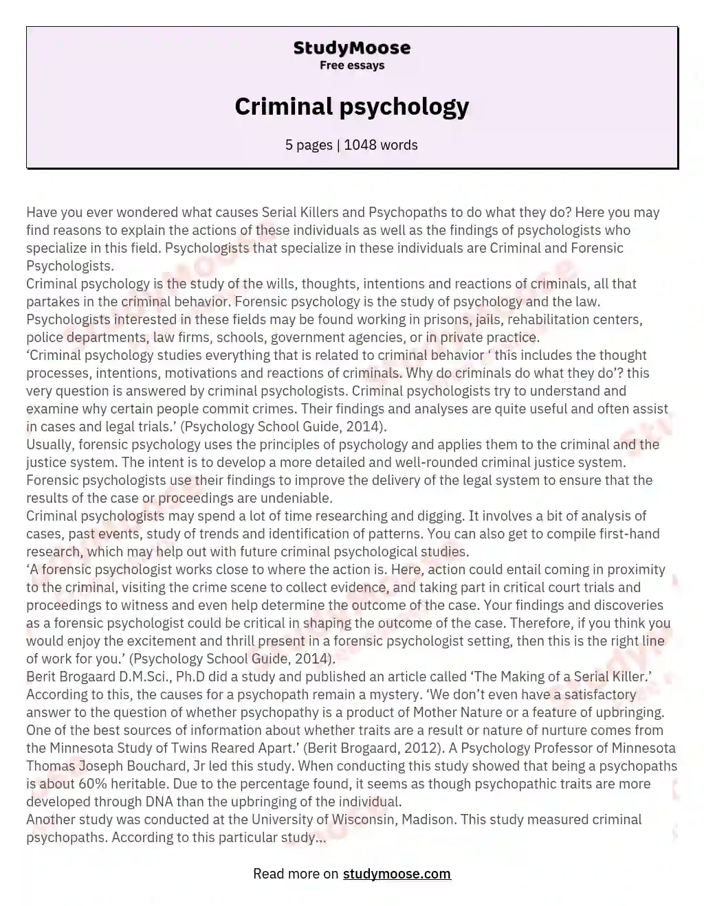 what causes criminal behavior essay