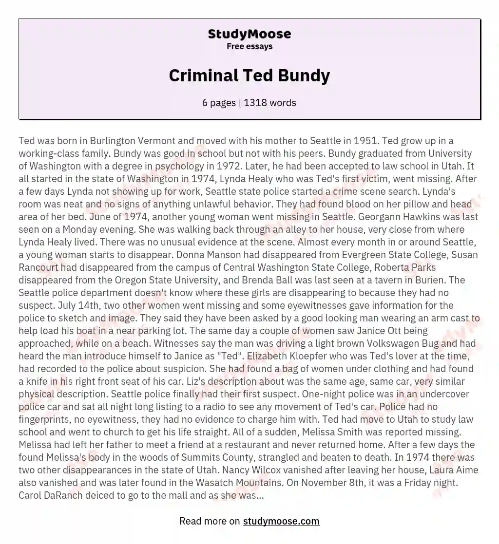 Criminal  Ted Bundy essay