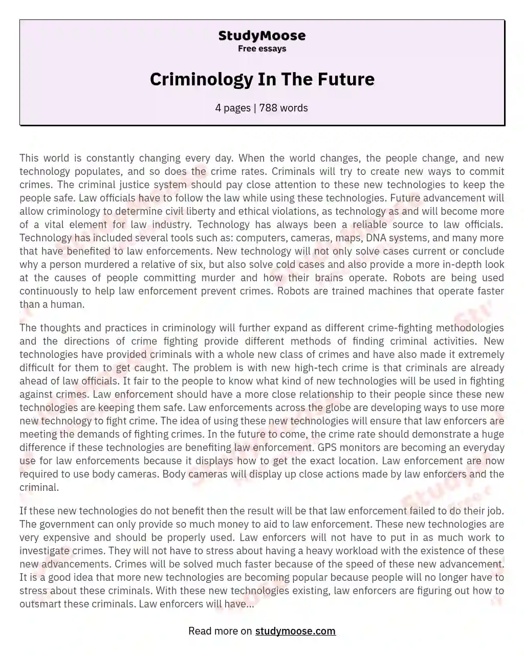 Criminology In The Future