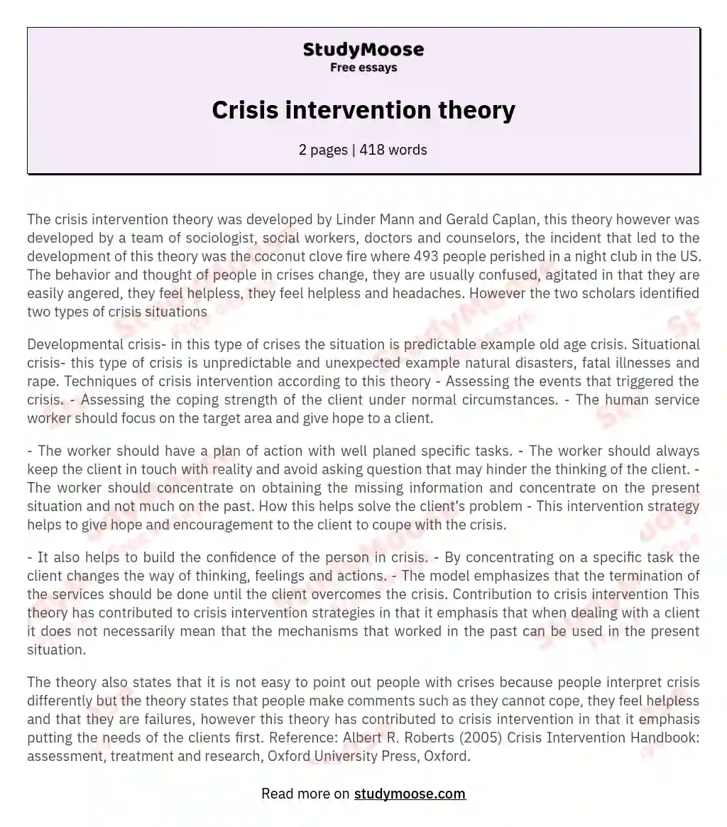 Crisis intervention theory