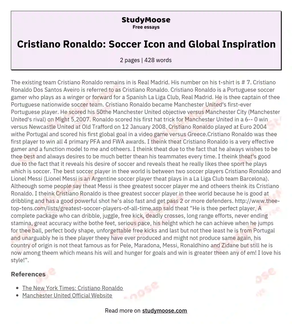 Cristiano Ronaldo: Soccer Icon and Global Inspiration essay