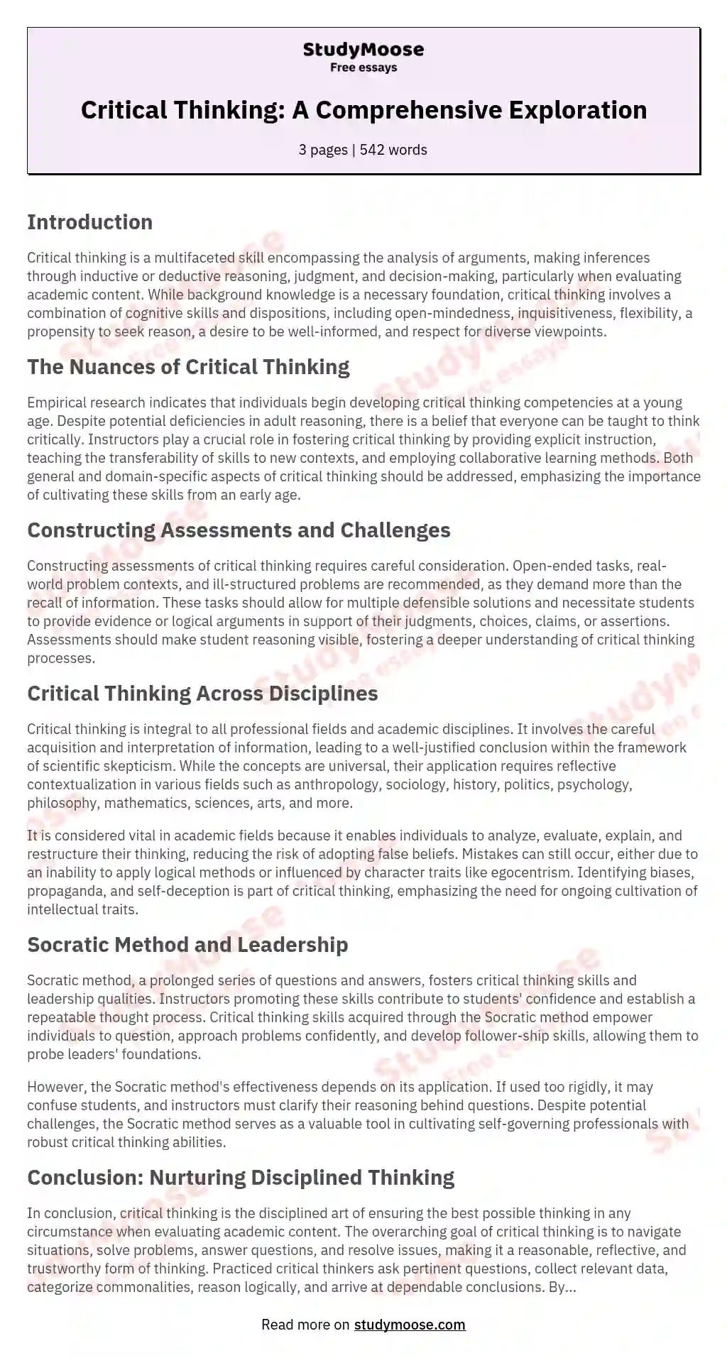 essay on human thinking