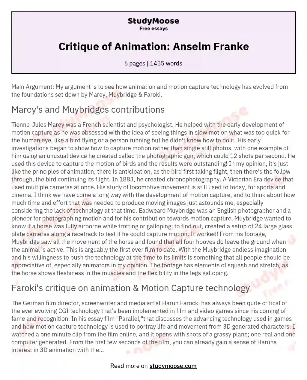 Critique of Animation: Anselm Franke essay