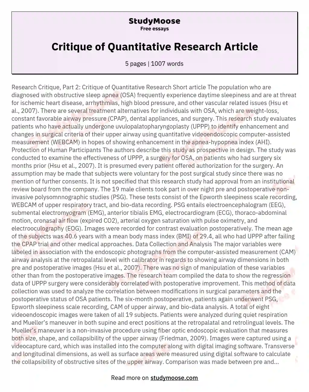 example of quantitative research paper