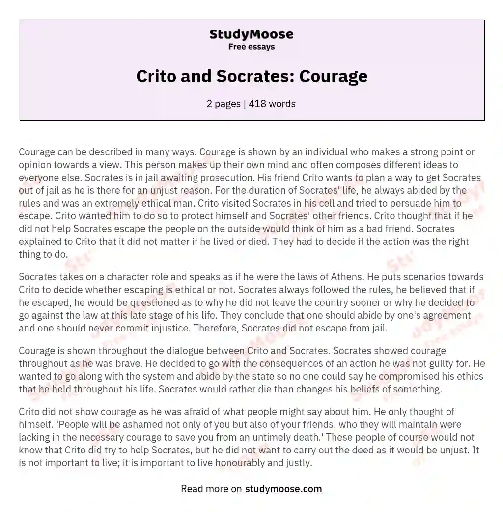 Crito and Socrates: Courage essay