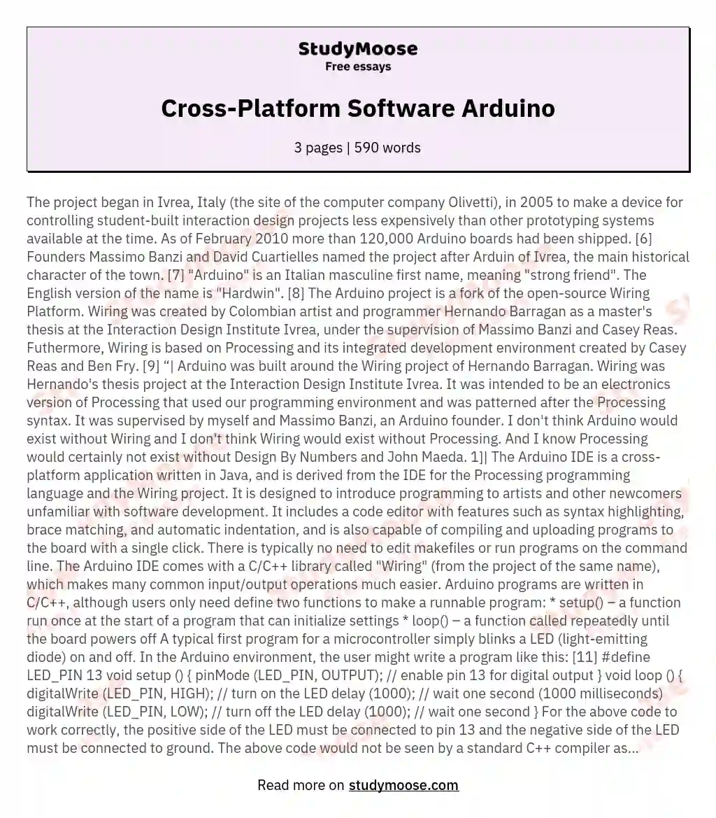 Cross-Platform Software Arduino