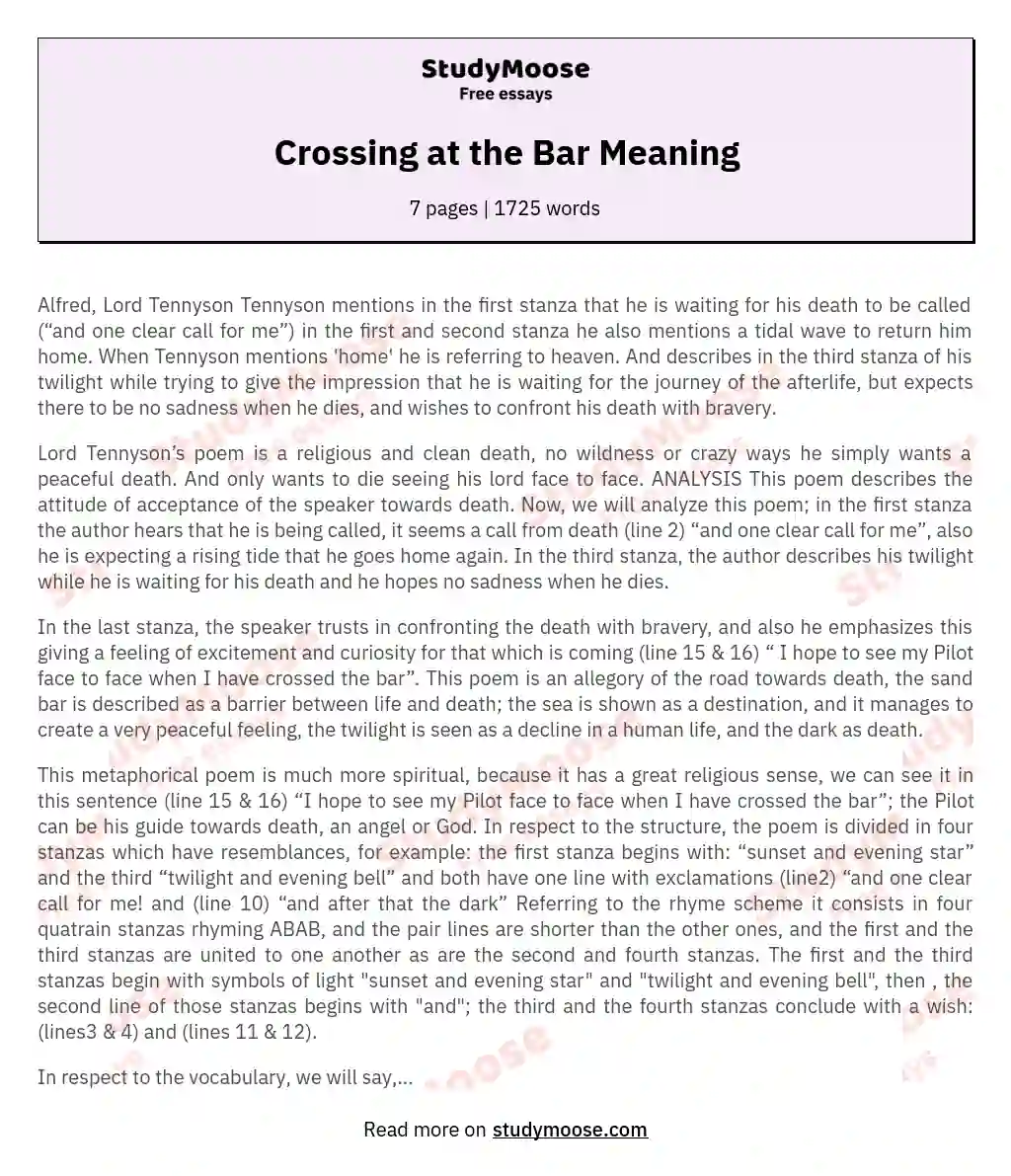 crossing the bar poem