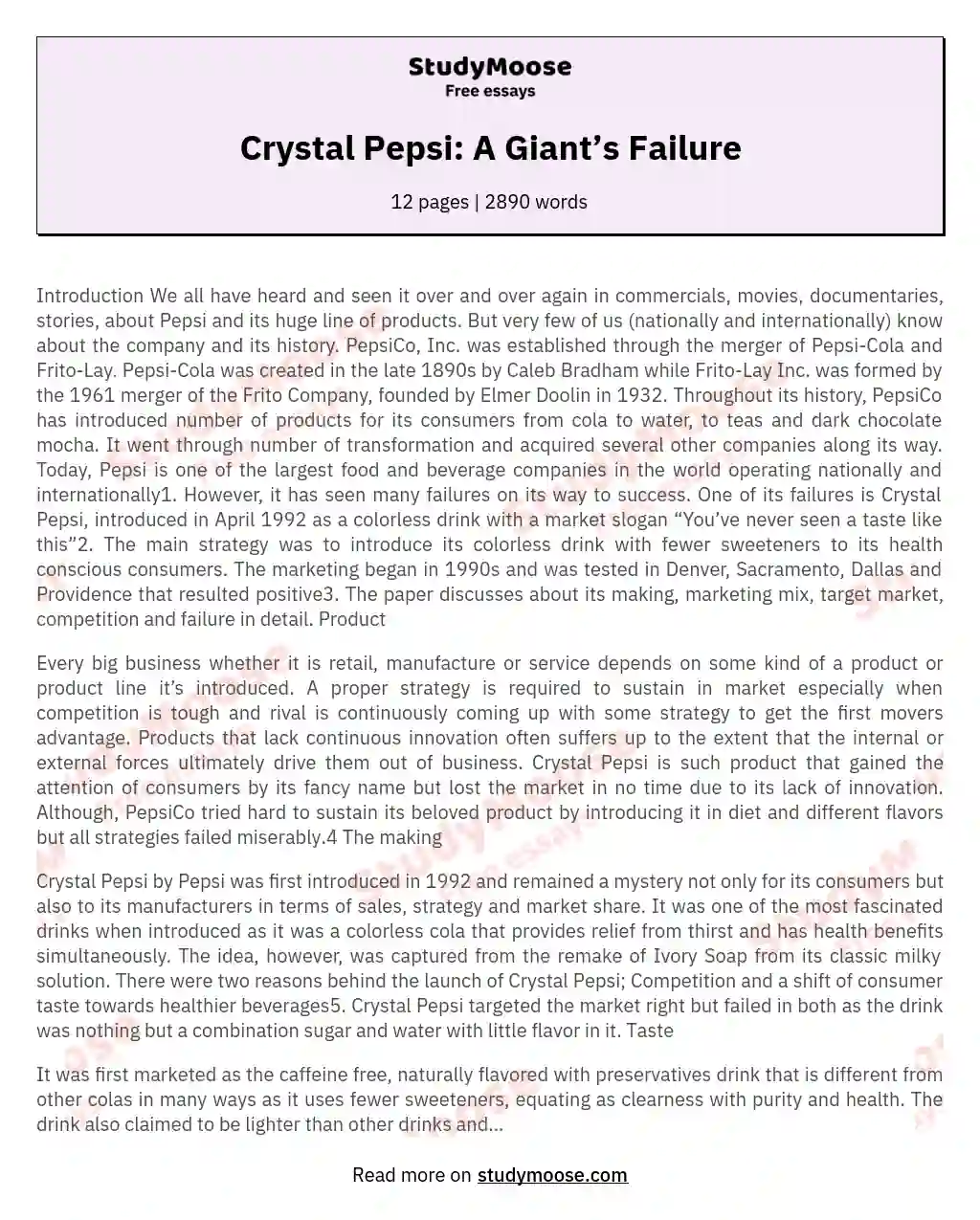 crystal pepsi case study