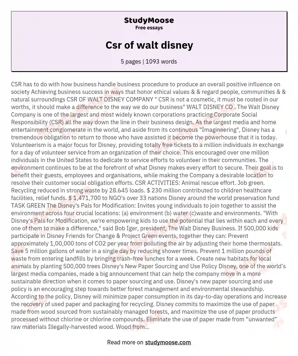 Csr of walt disney
