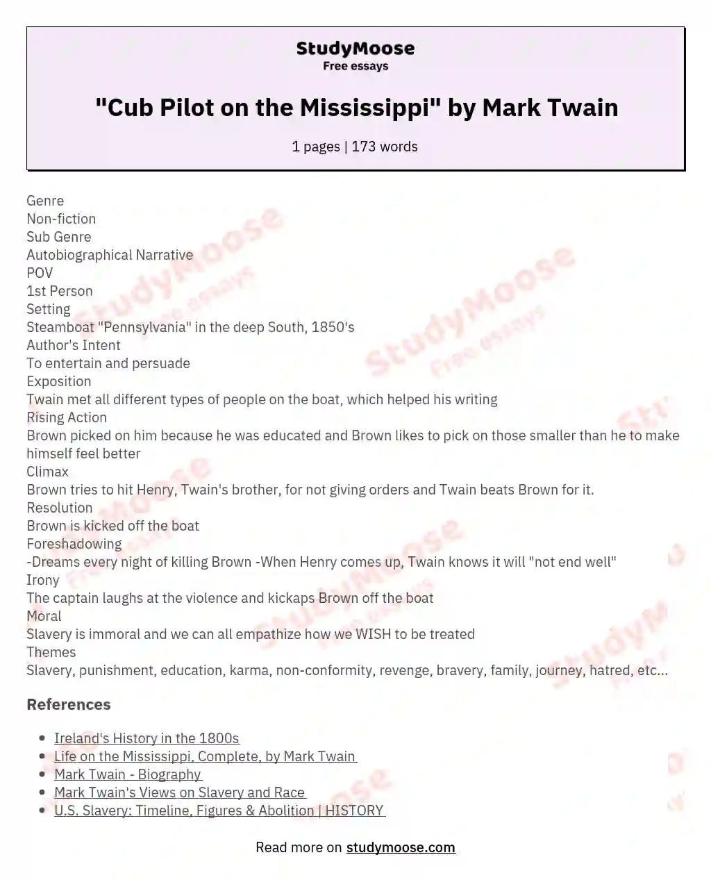 &quot;Cub Pilot on the Mississippi&quot; by Mark Twain