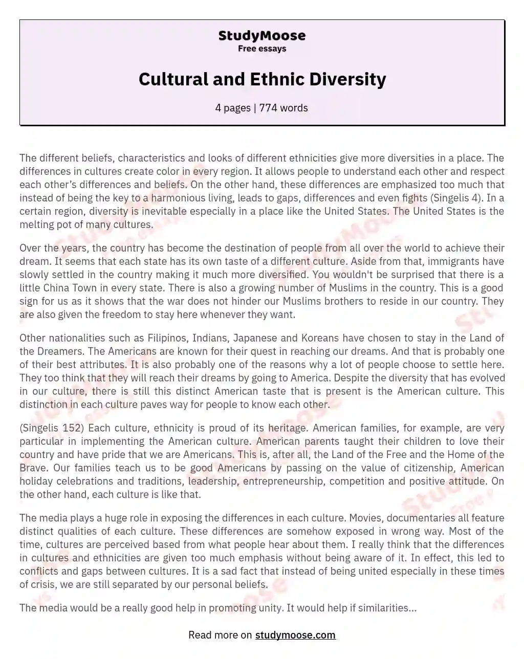 diversity essay shemmassian