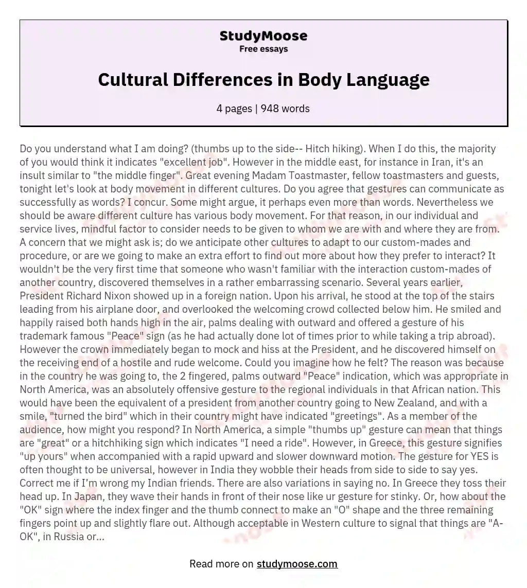 argumentative essay about cultural differences