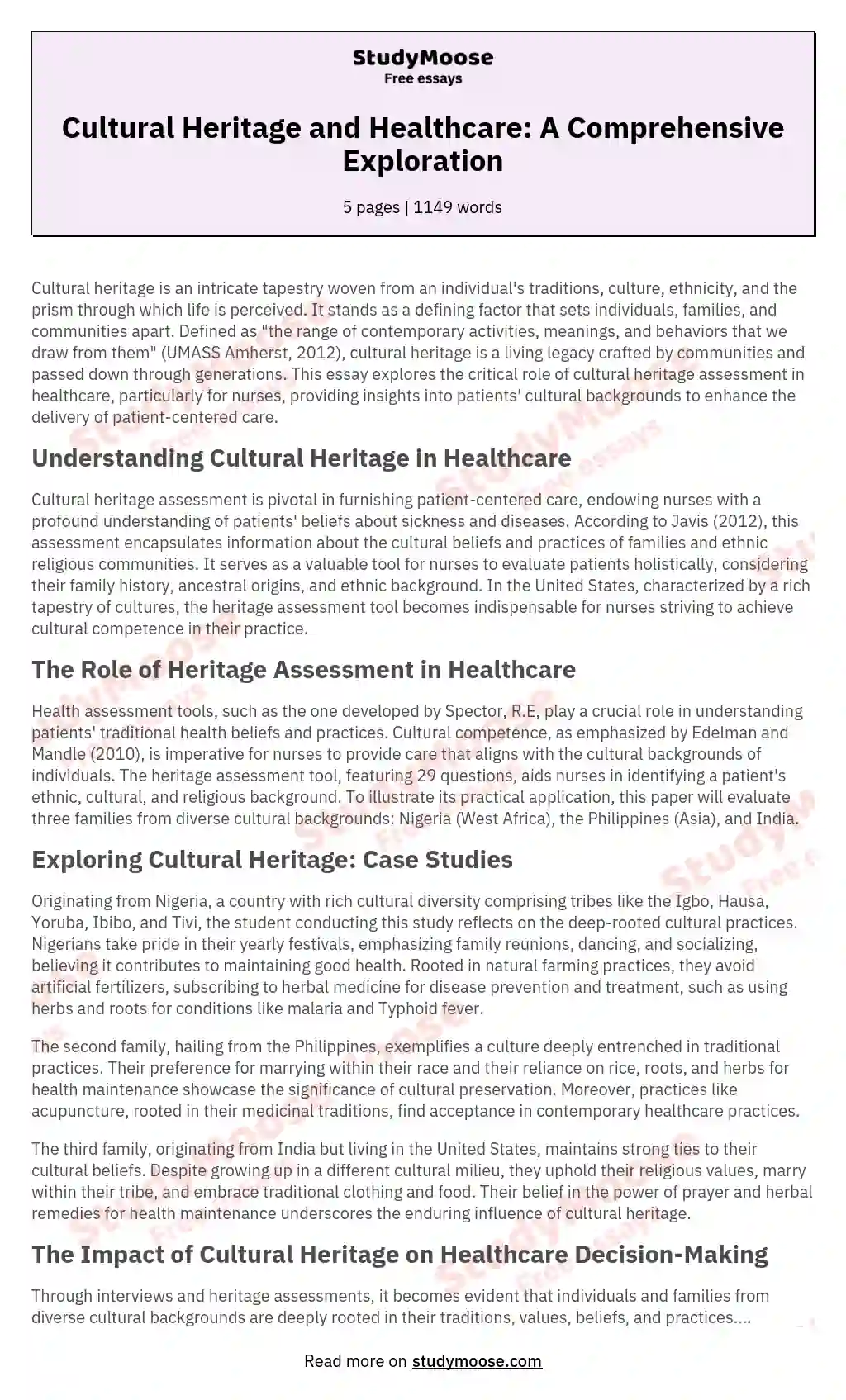 Cultural Heritage - Traditions