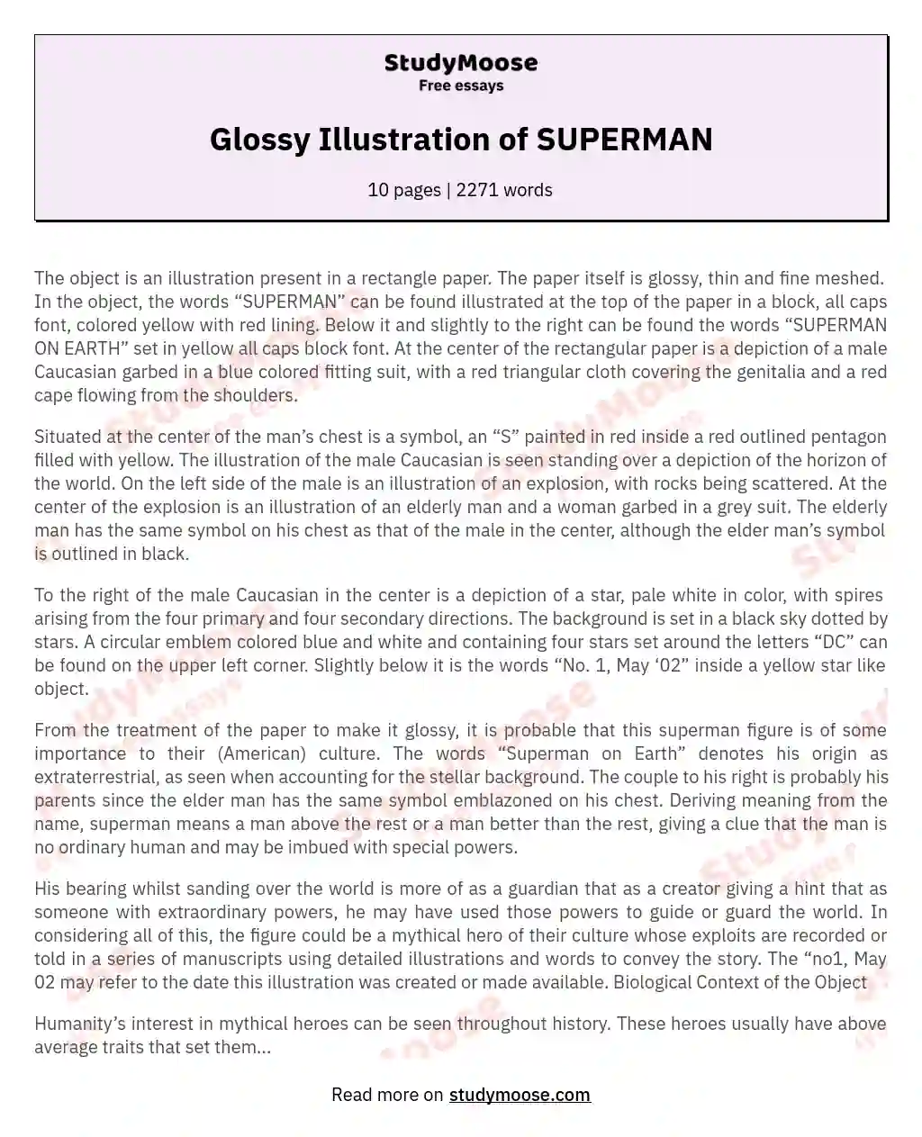 Glossy Illustration of SUPERMAN essay