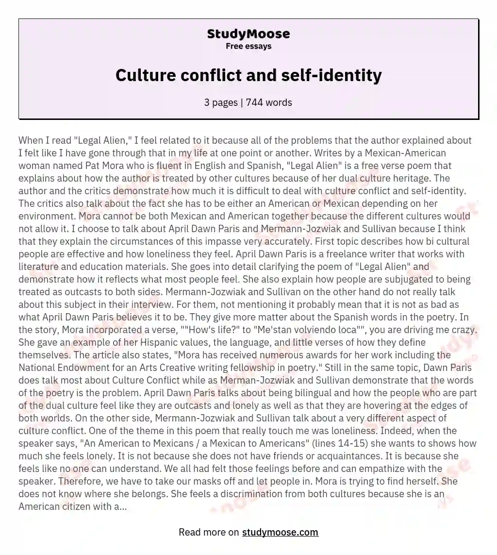 Culture conflict and self-identity essay