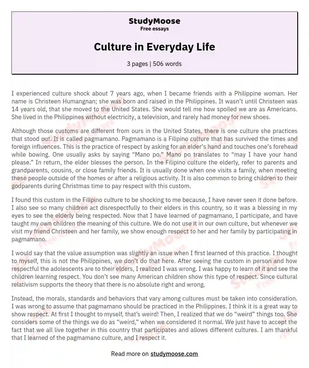Culture in Everyday Life