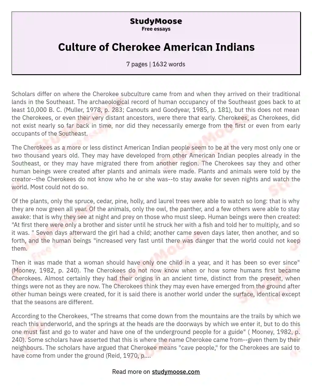 Culture of Cherokee American Indians