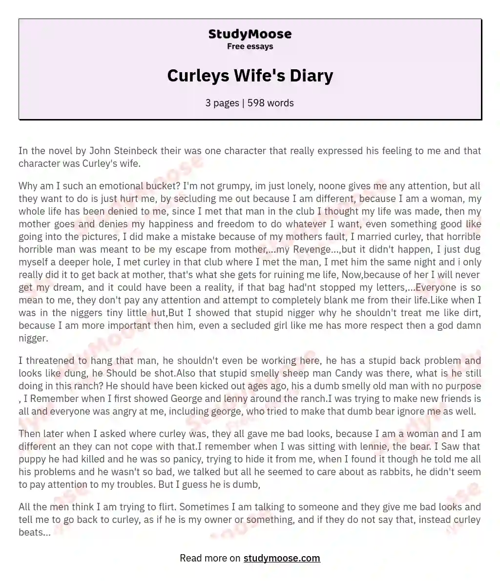 Curleys Wife's Diary essay