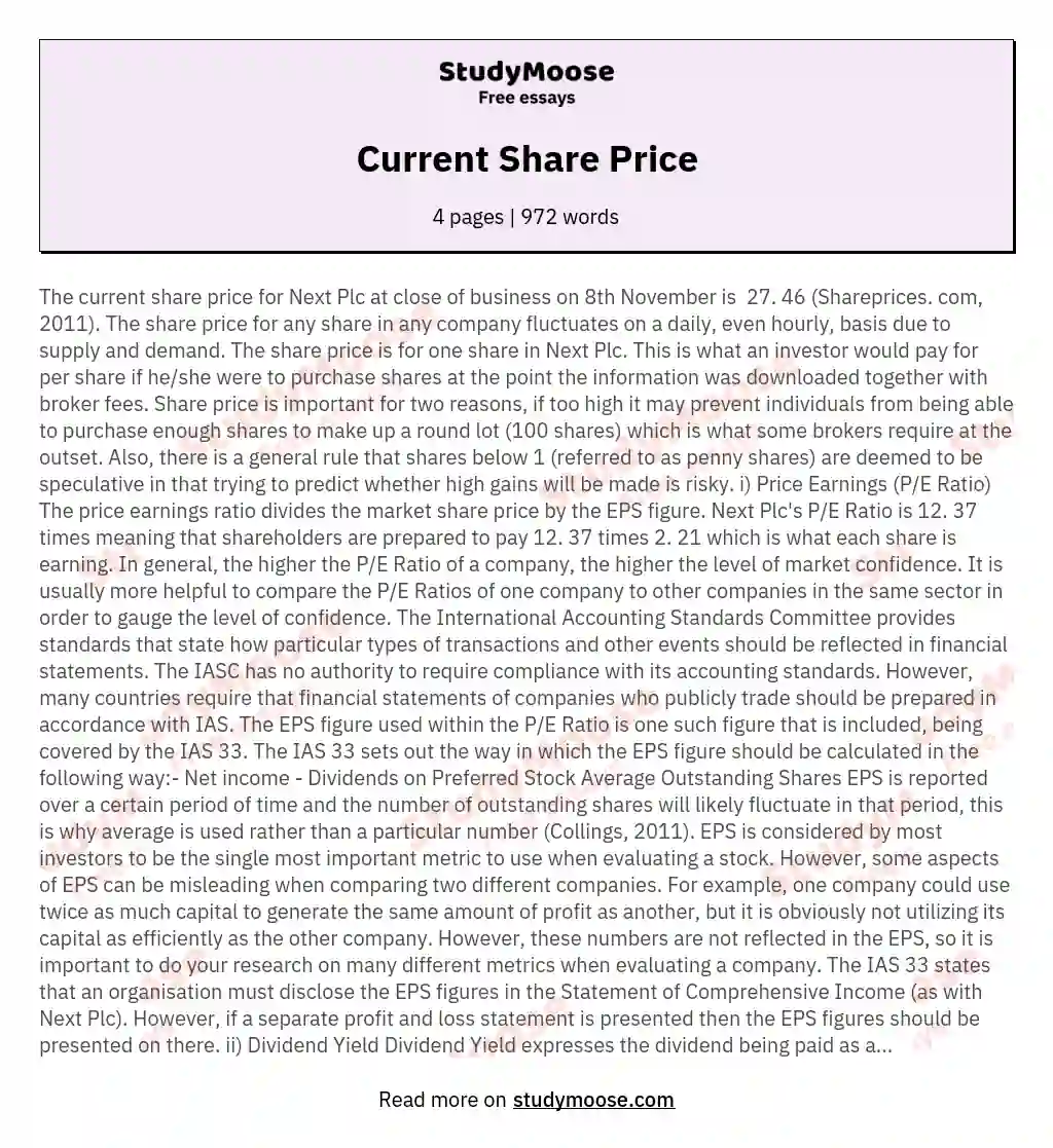 Current Share Price essay