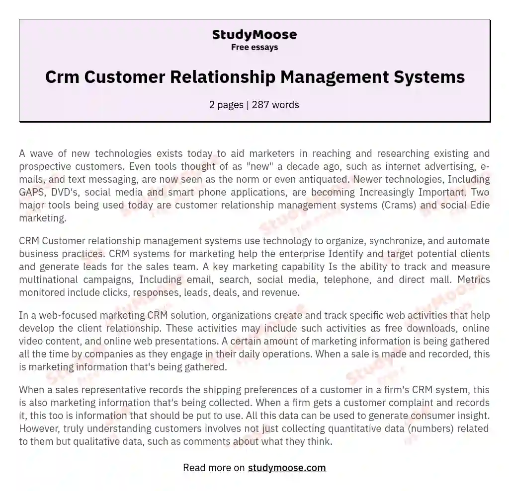 Crm Customer Relationship Management Systems